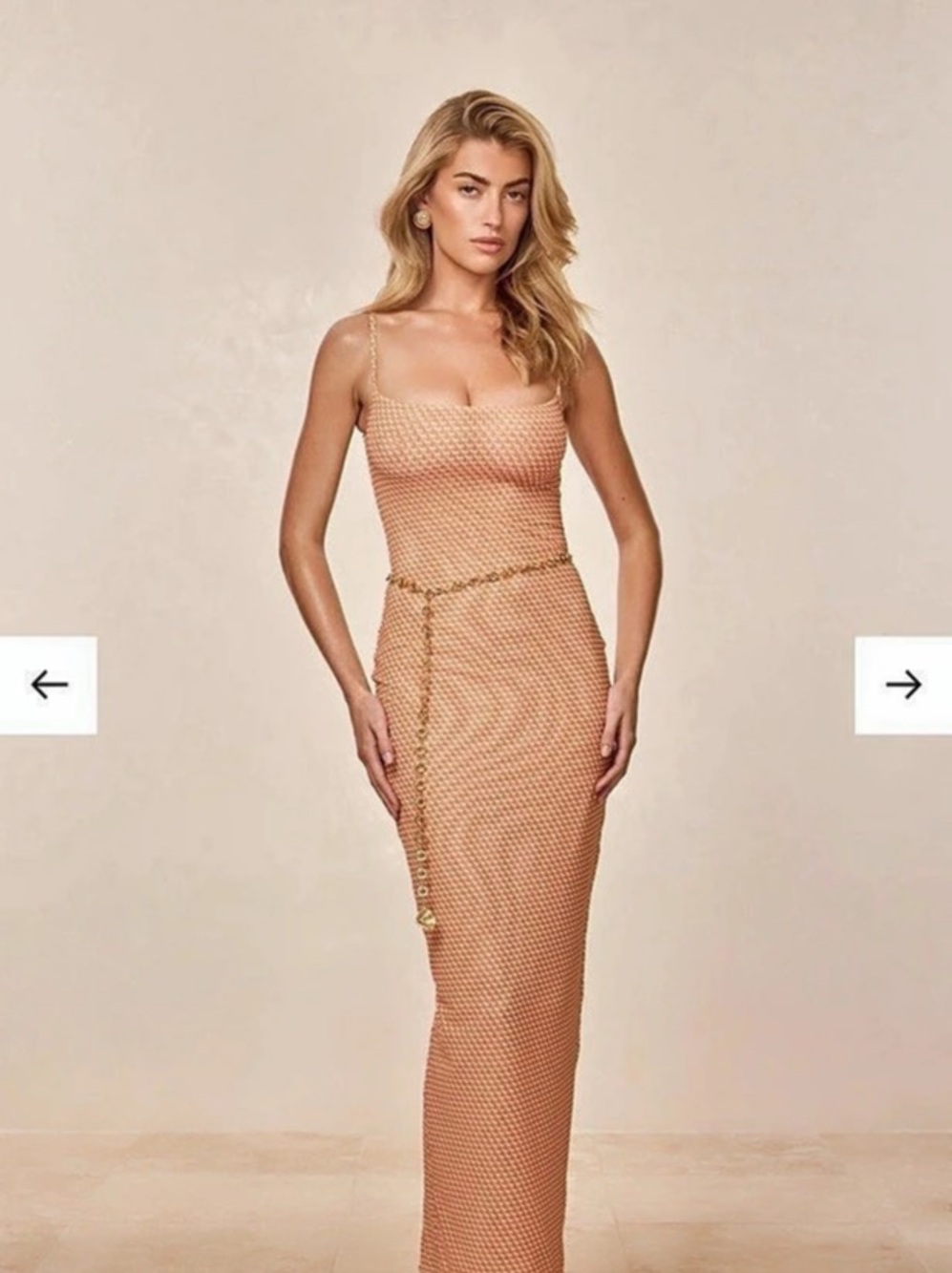 Monday Swimwear Provence Dress - Micro Geo Mesh Maxi Dress in Orange & White